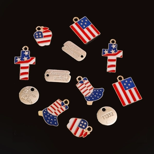 DIY American flag enamel charms and engraved metal pendants for jewelry making