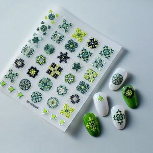 5D embossed nail stickers with bohemian floral patterns for retro manicure art