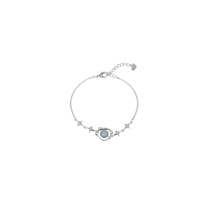 Blue planet planet bracelet with silver star pendants and adjustable heart chain extension