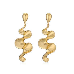Elegante goldene gewellte Metall-Ohrhänger mit minimalistischem geometrischem Design