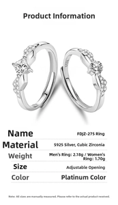 Macro detail of S925 silver couple rings with cubic zirconia inlay and adjustable bands