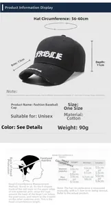 Size chart for vintage baseball cap showing 56-60cm circumference and cotton material