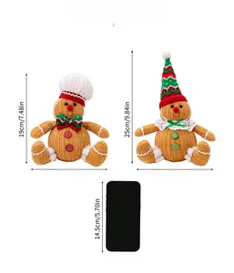 Size comparison of gingerbread plush dolls with chef hat and Christmas hat styles
