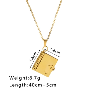 18k gold plated openable heart book pendant necklace with measurements and product weights