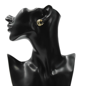Classic gold multi-layered semi-circle fish shaped earrings for women in minimalist style