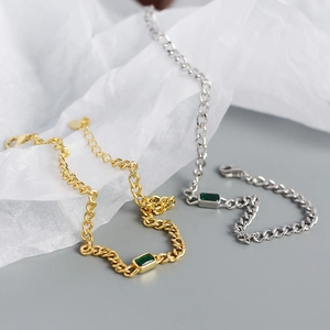 Chic S925 silver emerald chain bracelets in gold and silver finishes for women