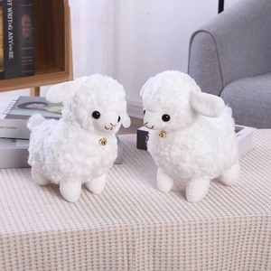 Cute White Sheep Plush Toy Soft Lamb Stuffed Animal With Gold Bell Kawaii Home Decor Hugging Pillow For Kids