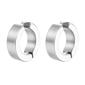 Paire de boucles d'oreilles clips en acier inoxydable argenté au fini rond poli