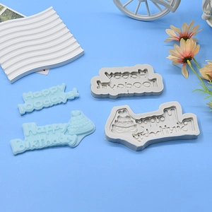Silicone mold set for Happy Birthday and 100 Days cake topper DIY chocolate fondant
