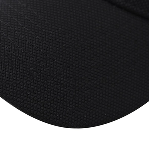 Close-up of black mesh fabric on baseball cap with parallel reinforced stitching details