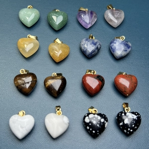 Heart Shape Natural Stone Pendant Charms With Stainless Steel Bail For DIY Jewelry Making Fashion Simple Elegant
