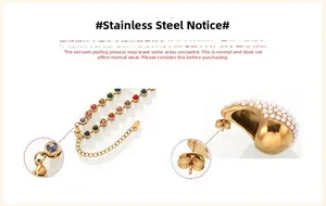Detailed macro view of 18k gold plated stainless steel jewelry with pearl and gemstone inlay