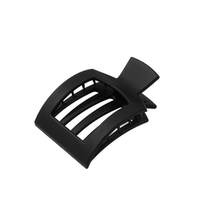 Matte black square hair claw clip with minimalist hollow design for stylish ponytails