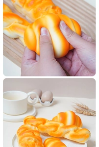 Détail macro d'un croissant en mousse PU à mémoire de forme et texture réaliste