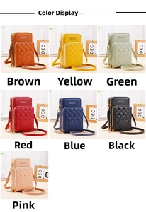 Multi-compartment crossbody phone bag with quilted heart pattern in seven colors