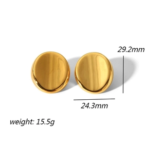 Créoles en acier titane plaqué or 18k polies, boucles d'oreilles rondes miroir 29,2 mm