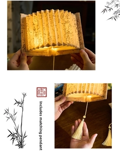 Detail of fan-shaped book lamp with Chinese calligraphy and matching silk tassel pendant