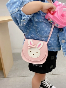 Cute pink bunny crossbody bag for toddler girls featuring a 3D rabbit design and bow