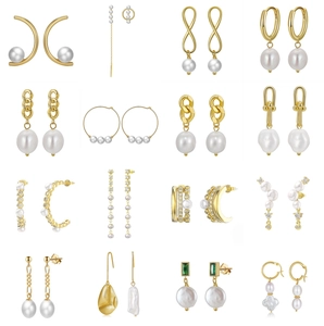 Collection of 16 elegant natural freshwater pearl and S925 sterling silver earrings