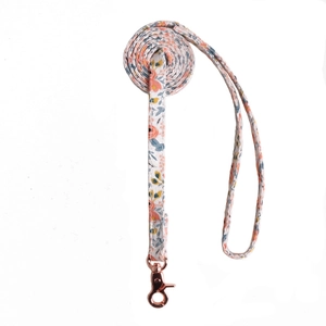 Floral print pet leash with rose gold metal swivel hook for small medium dogs