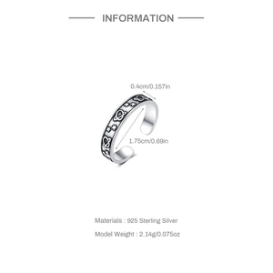Detail view of 925 sterling silver sun and moon ring showing precise size measurements