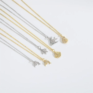 Minimalist gold and silver ocean series necklaces with shell and sea animal pendants