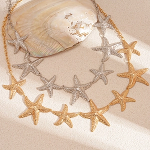 Retro metallic starfish waist chain in gold and silver finish for beach styling