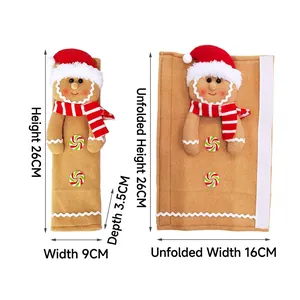 Gingerbread man plush refrigerator door handle covers with detailed size measurements