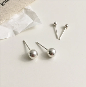 S925 sterling silver minimalist round ball stud earrings in two different sizes