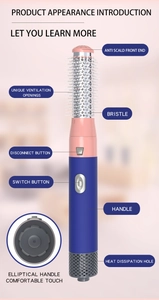Detailed diagram of the 5-in-1 hot air styler showing anti-scald tip and switch controls