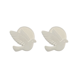 Boucles d'oreilles colombe minimalistes en acier inoxydable poli miroir chic