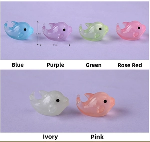 Detailed view of 2.6cm resin dolphin figurines in six gradient colors for DIY crafts