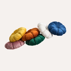 Modern velvet pumpkin cushions with pleated design in multiple vibrant colors for home decor