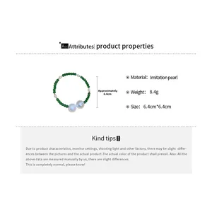 Detailed technical view of beaded pearl bracelet with 8.4g weight and 6.4cm diameter size