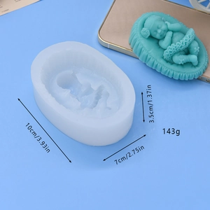Baby silicone mold for soap and DIY cakes with size labels for 10x7x3.5cm handmade crafts