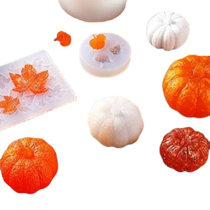 DIY pumpkin and maple leaf silicone mold set for autumn candles and handmade soap crafts