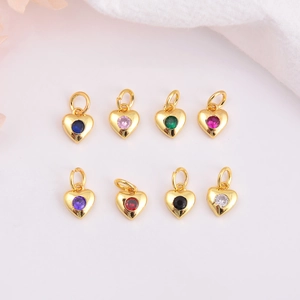Herzförmiger Anhänger Winziger Kupfer Zirkon DIY Schmuckherstellung Charme Zubehör 18K Vergoldet Elegant Klein Damen