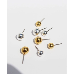 Minimalisti Orecchini a Bottone in Ottone a Sfera per Donna Uomo Placcati in Oro Vero Piccoli Orecchini Geometrici Rotondi Gioielli Moda