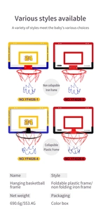 Vergleich von vier Indoor-Wand-Basketballkörben mit detaillierten Größenangaben