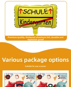 Back to school foil balloon set, yellow rectangle design, perfect for opening ceremony decor.