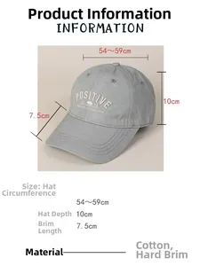 Tableau des tailles détaillé pour casquette en coton avec broderie POSITIVE et visière 7,5cm
