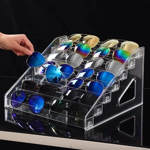 6-tier clear acrylic sunglasses display stand for 18-24 pairs of eyewear storage