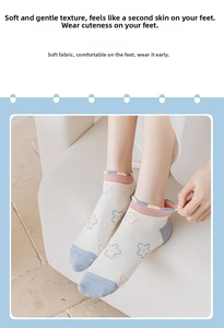 Close-up of the elastic wavy hem and hand-painted star pattern on purple cotton socks