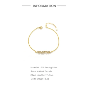 Dettagli del bracciale mama in argento S925 con zirconi AAAAA e parametri del prodotto