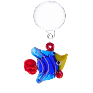 Floating glass tropical fish ornament with transparent bubble for aquarium decoration