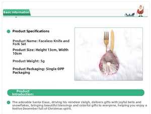 Detailed view of red plaid gnome cutlery holder with 13x10cm size and 5g weight specs