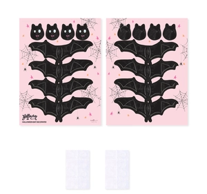 Detail of Halloween bat decorative cards with bone patterns and adhesive pads for candy