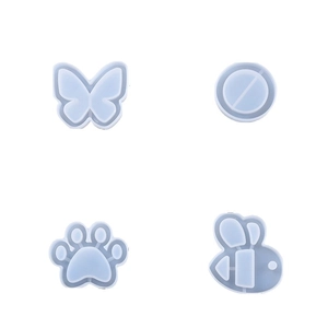 DIY silicone molds set featuring butterfly, paw, bee, and round shapes for resin casting
