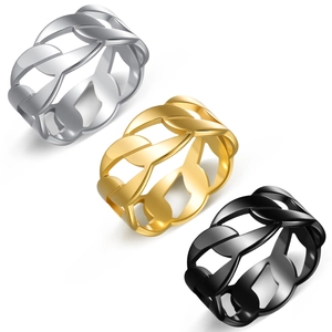 Cuban Chain Link Band Ring Stainless Steel Hollow Out Punk Style Jewelry For Men And Women