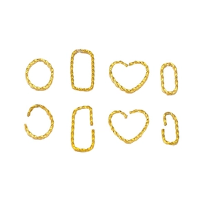 Twisted rope design gold stainless steel rings in round, heart, and oval shapes for DIY jewelry